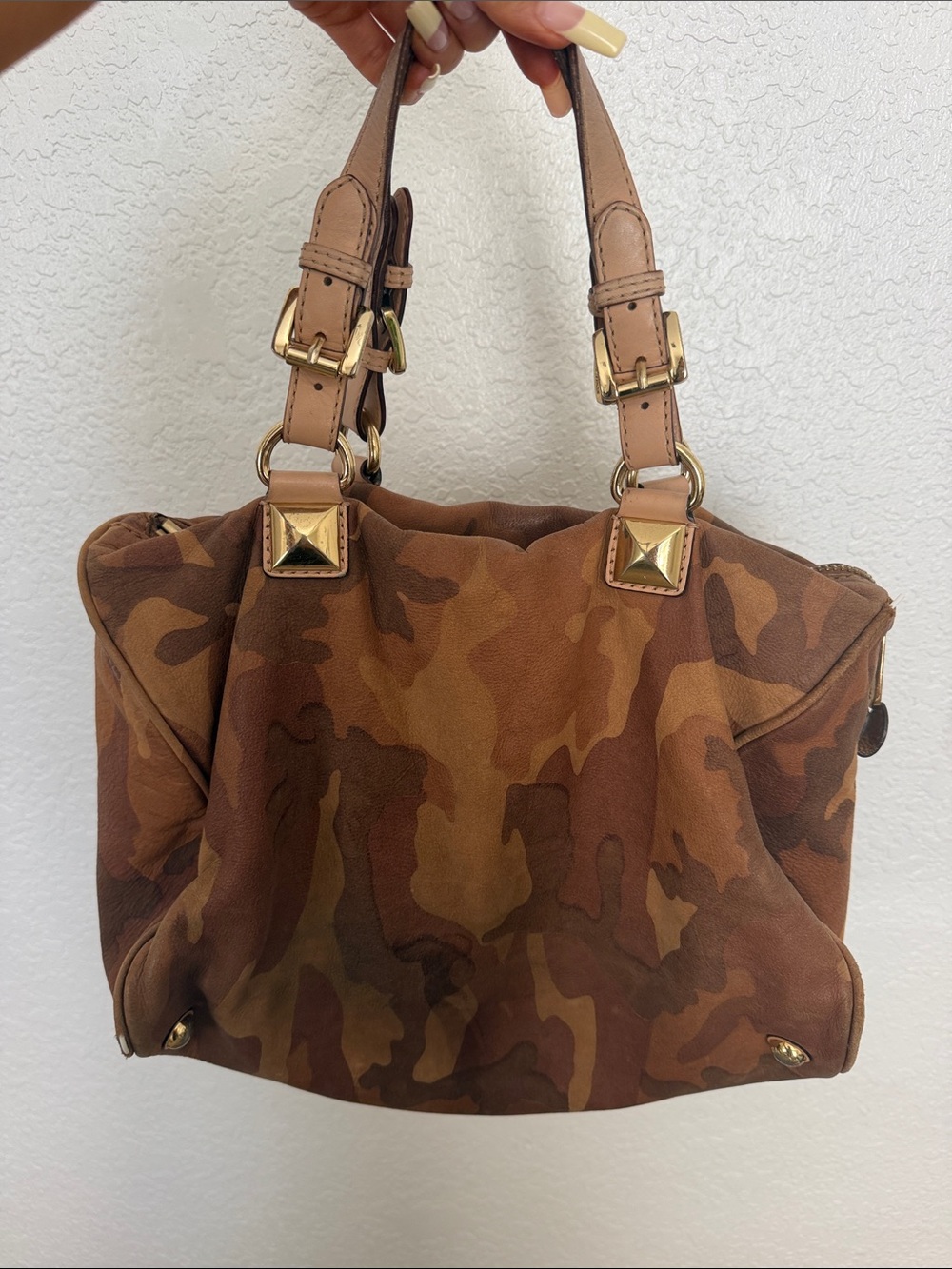 Michael Kors Brown Camo Leather Purse Bag - Women